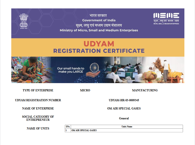 udyam - om air special gases