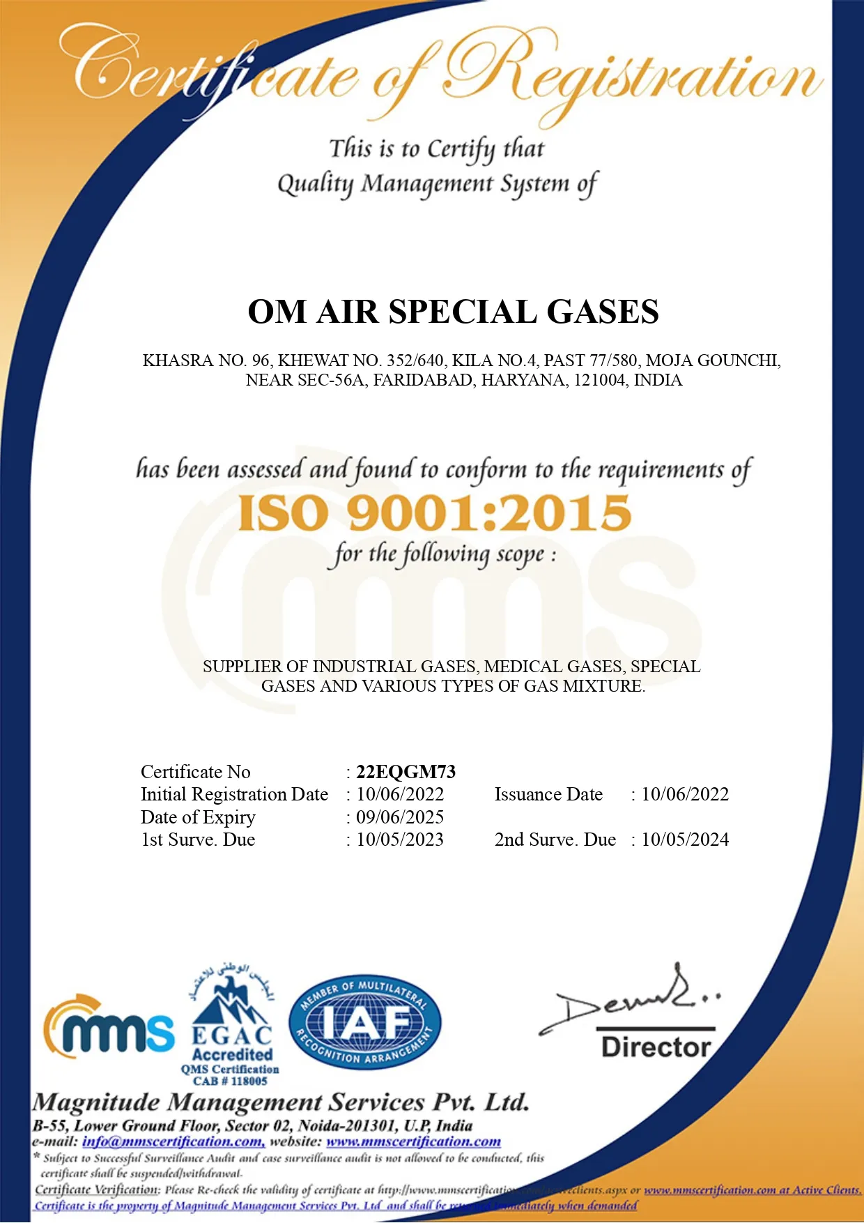 ISO 9001-2015 Certified - Om air special gases